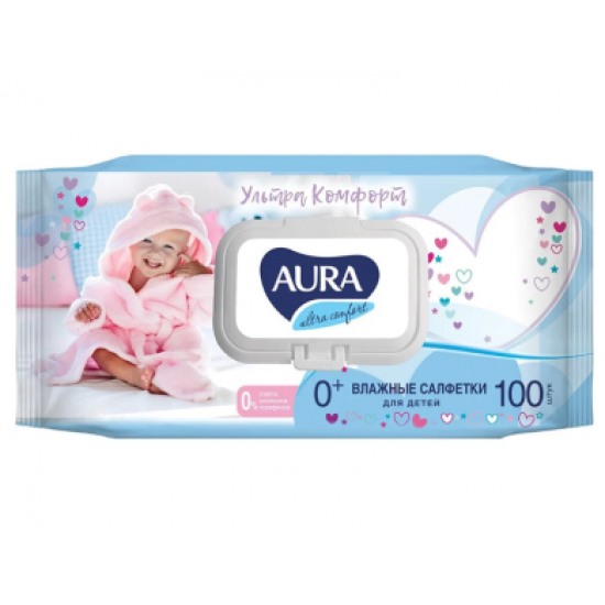 Салфетки влажные AURA для детей ULTRA COMFORT,100 шт