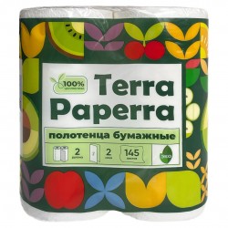 Полотенца бумажные TERRA PAPERRA, целлюлоза, 145 листов, 2 рул./упак.