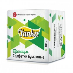 Салфетки бумажные однослойные Yanka Премиум 100 штук 