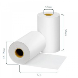 Чековая лента (термо), 57мм*12мм*25, 17м, 44-46г/м2