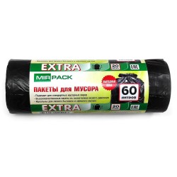 Мешки для мусора MIRPACK "EXTRA", 60л, 60*70, 12мкм, 20шт/упак. черные