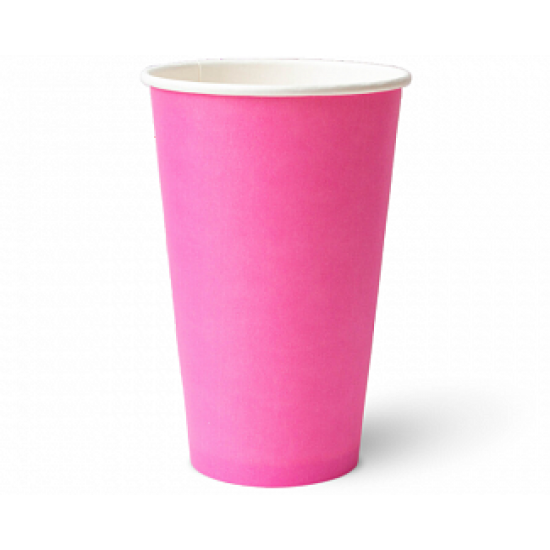 Стакан Бумажный Однослойный 400мл. Серия "Розовый" 50шт
