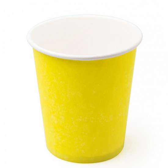 Стакан Бумажный Однослойный 250мл. Серия "Желтый" 50шт