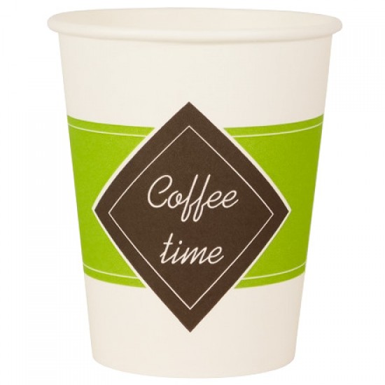 Стакан Бумажный Однослойный 250 Мл Серия " Кофе Тайм"