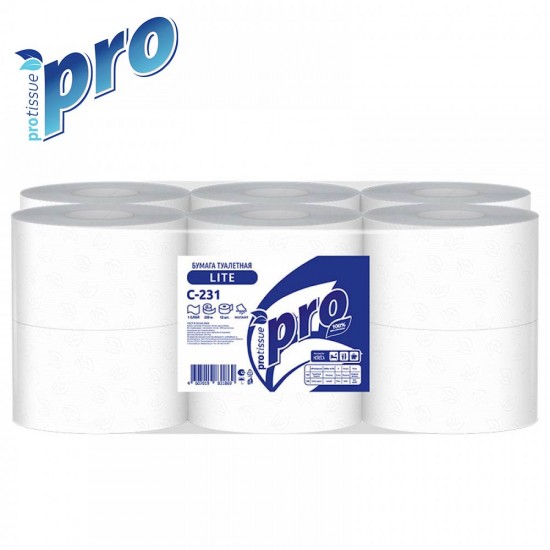 Бумага туалетная однослойная  "Protissue" Lite, 12 рулонов, 200м С231