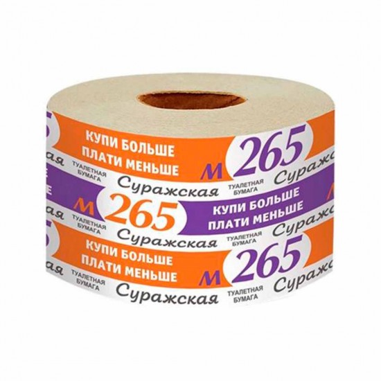 Туалетная бумага Суражская М-265 со втулкой, 1шт.