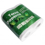 Бумага туалетная двухслойная TERRA PAPERRA, 155 листов, целлюлоза, 4рул./упак.